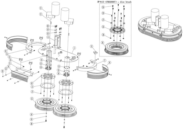 IZY-530D-26 &mdash; Twin-Disc Brush Deck Assembly